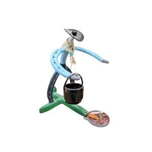 Horseshoe Art - Cowboy Cook Chef W/ Metal Pot Western Decor On A Railroad Spike